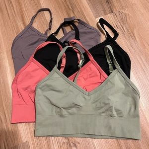 Lot of 4 Lululemon Ebb to Street V-neck C/D cup sports bras size 6